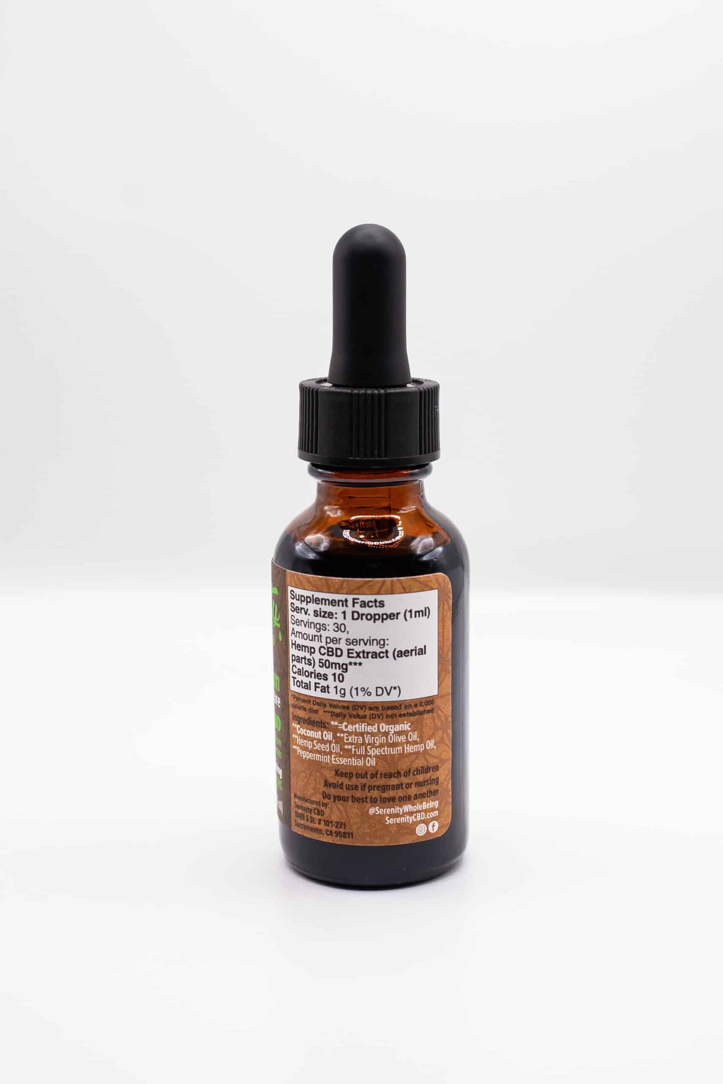 Serenity CBD Maximum Mint 3000mg Oil Tincture—THC-free, full spectrum blend designed for advanced relief and plant-powered support