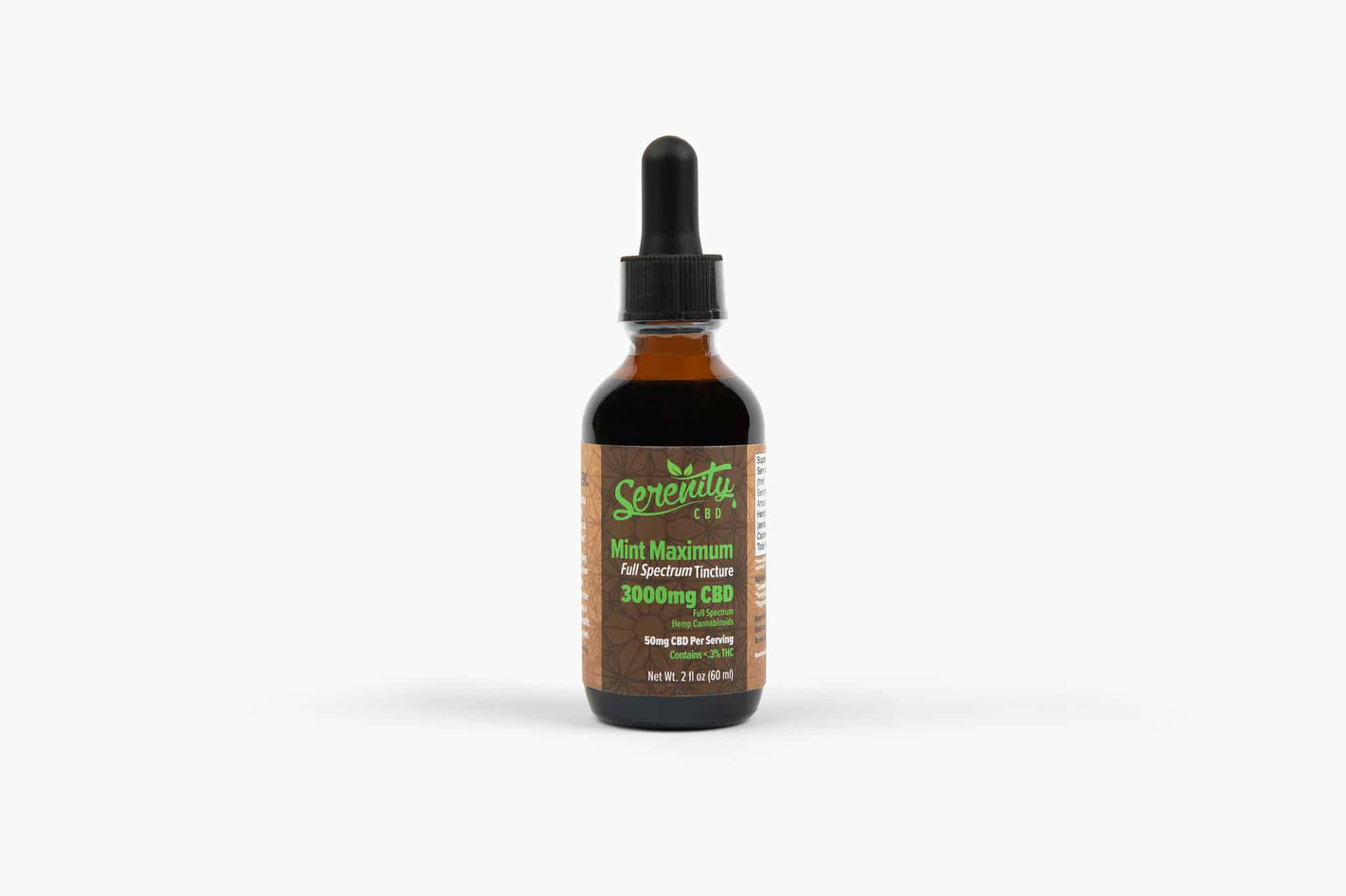 Serenity CBD Maximum Mint 3000mg Oil Tincture—powerful concentration of full spectrum cannabinoids crafted for balance and relief