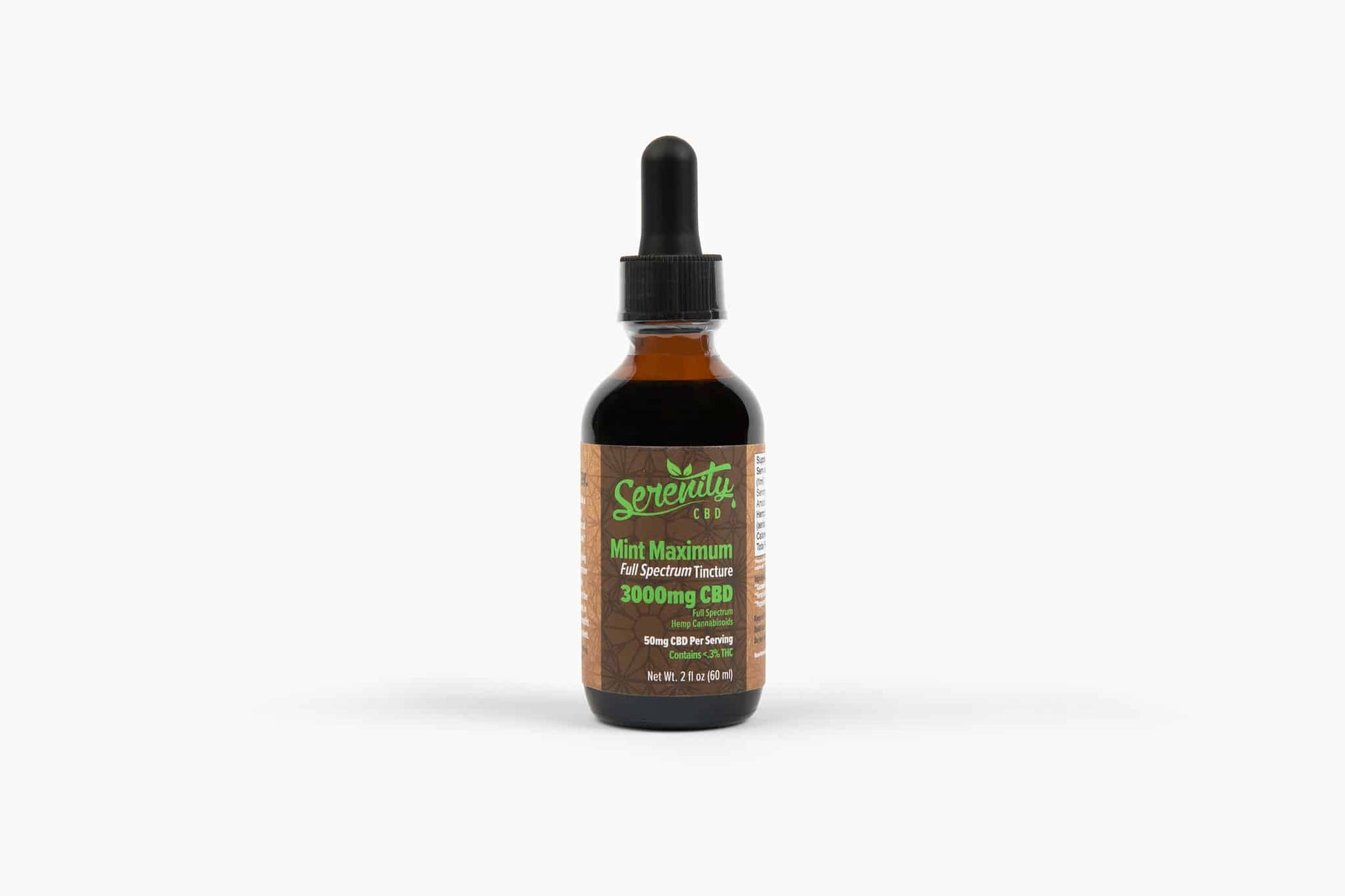 Serenity CBD Maximum Mint 3000mg Oil Tincture—powerful concentration of full spectrum cannabinoids crafted for balance and relief